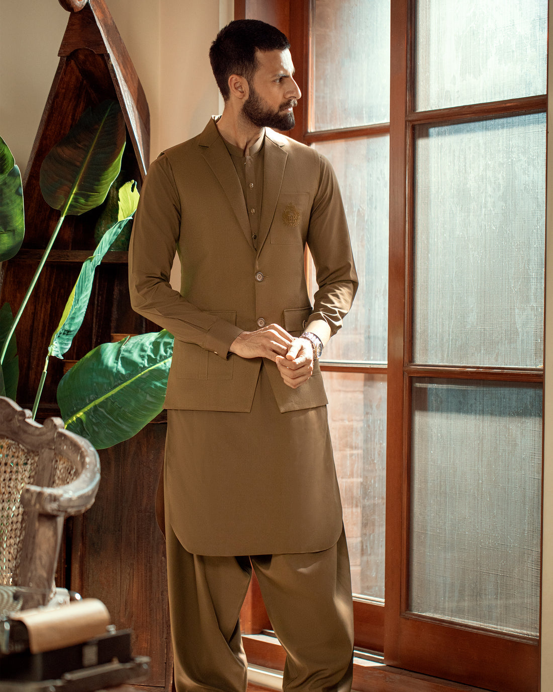 ISHADA brand-WAISTCOAT WITH KAMEEZ SHALWAR - KS8