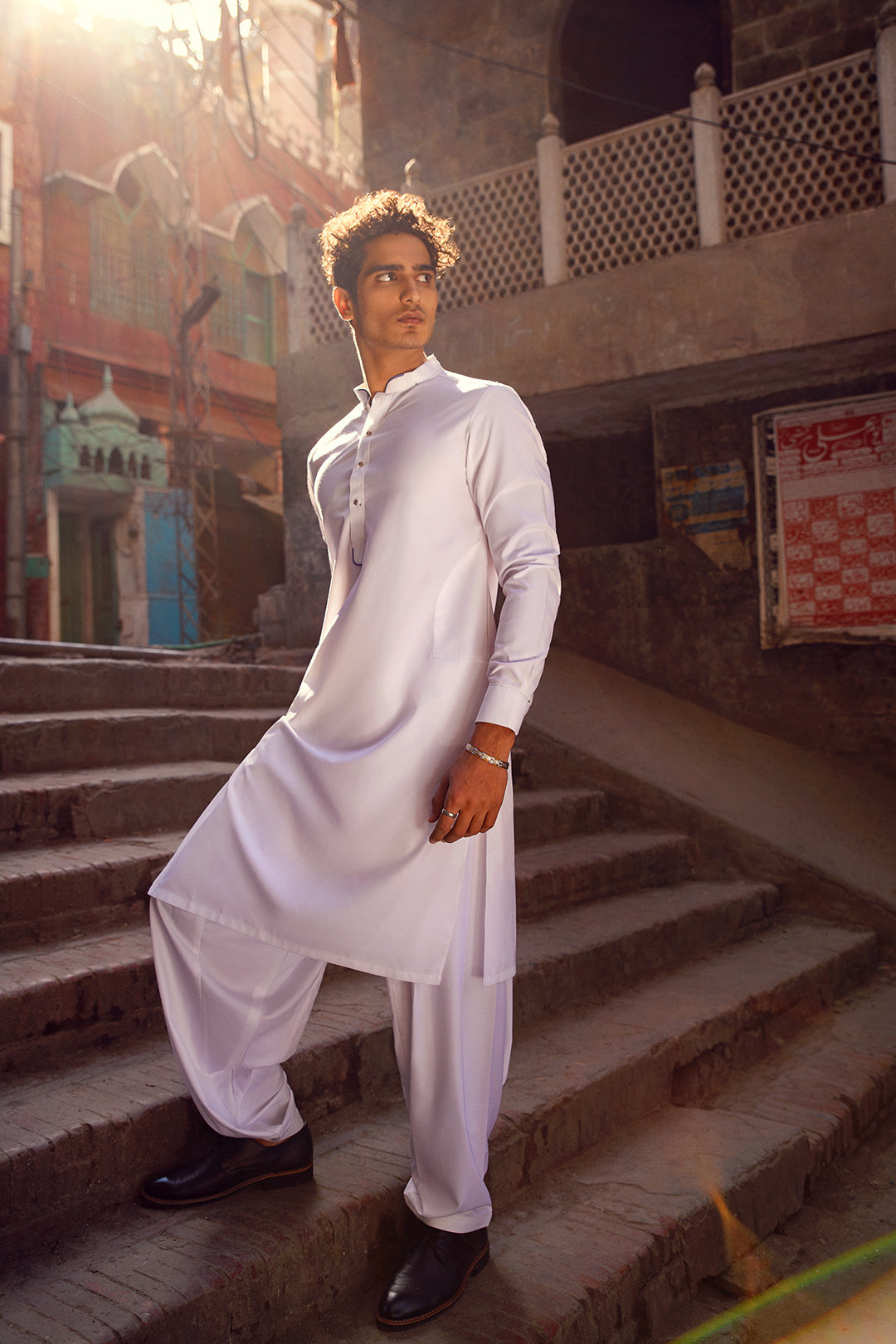 ISHADA brand-Traditional Classic White Kameez Shalwar-SK3