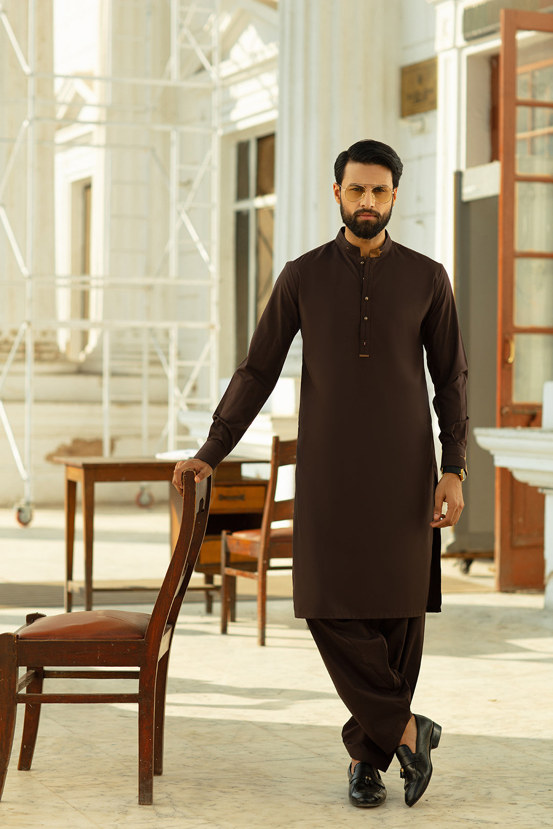 ISHADA brand-Traditional Classic White Kameez Shalwar-SK4