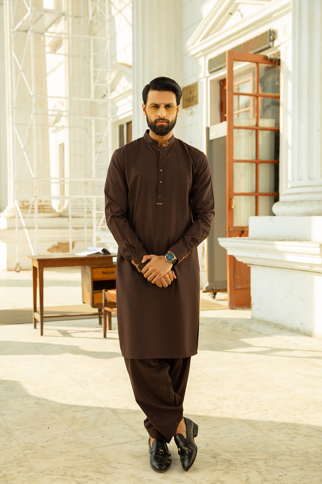 ISHADA brand-Traditional Classic White Kameez Shalwar-SK4