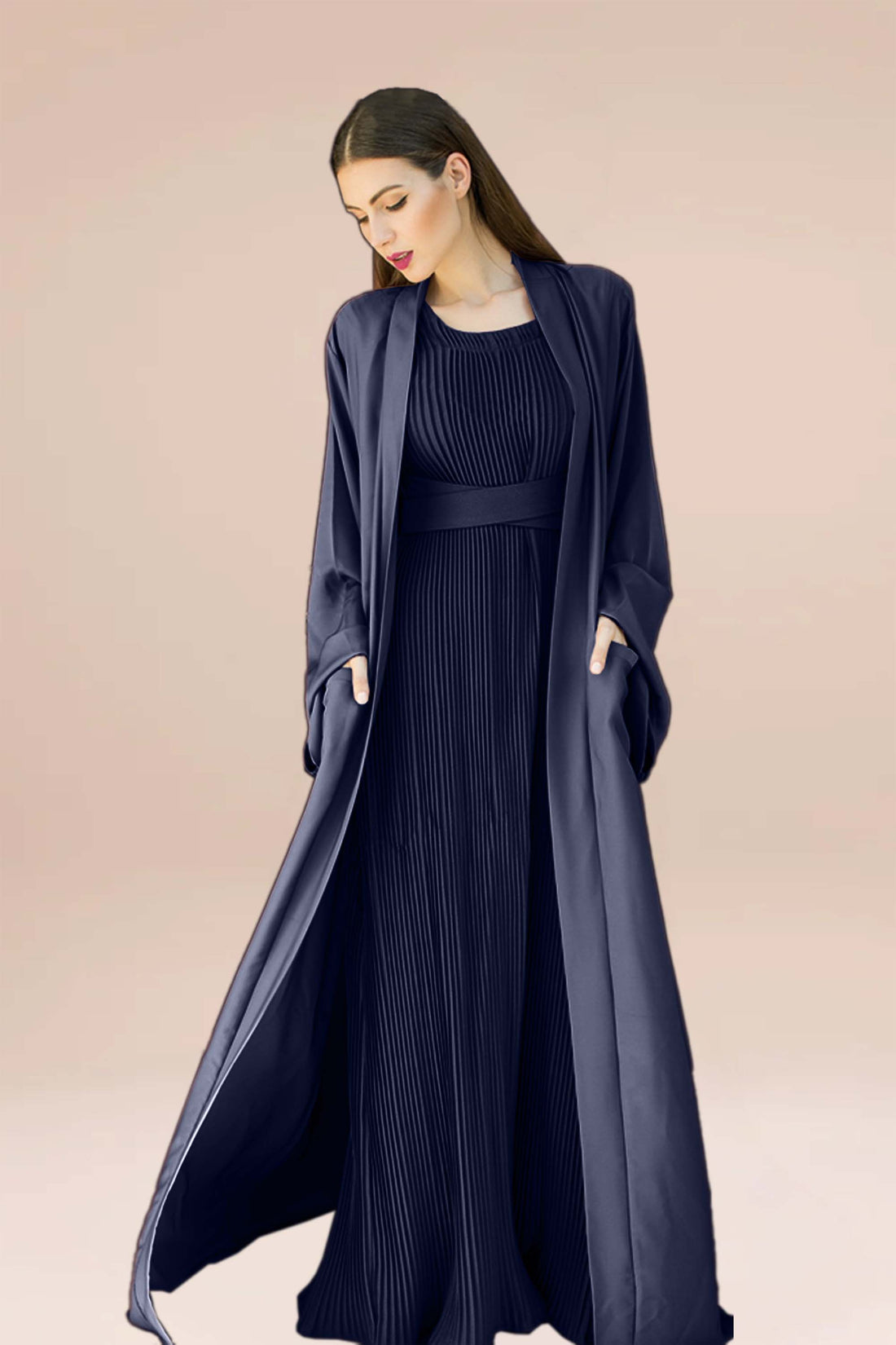 Two Piece set-Open abaya with inner dress