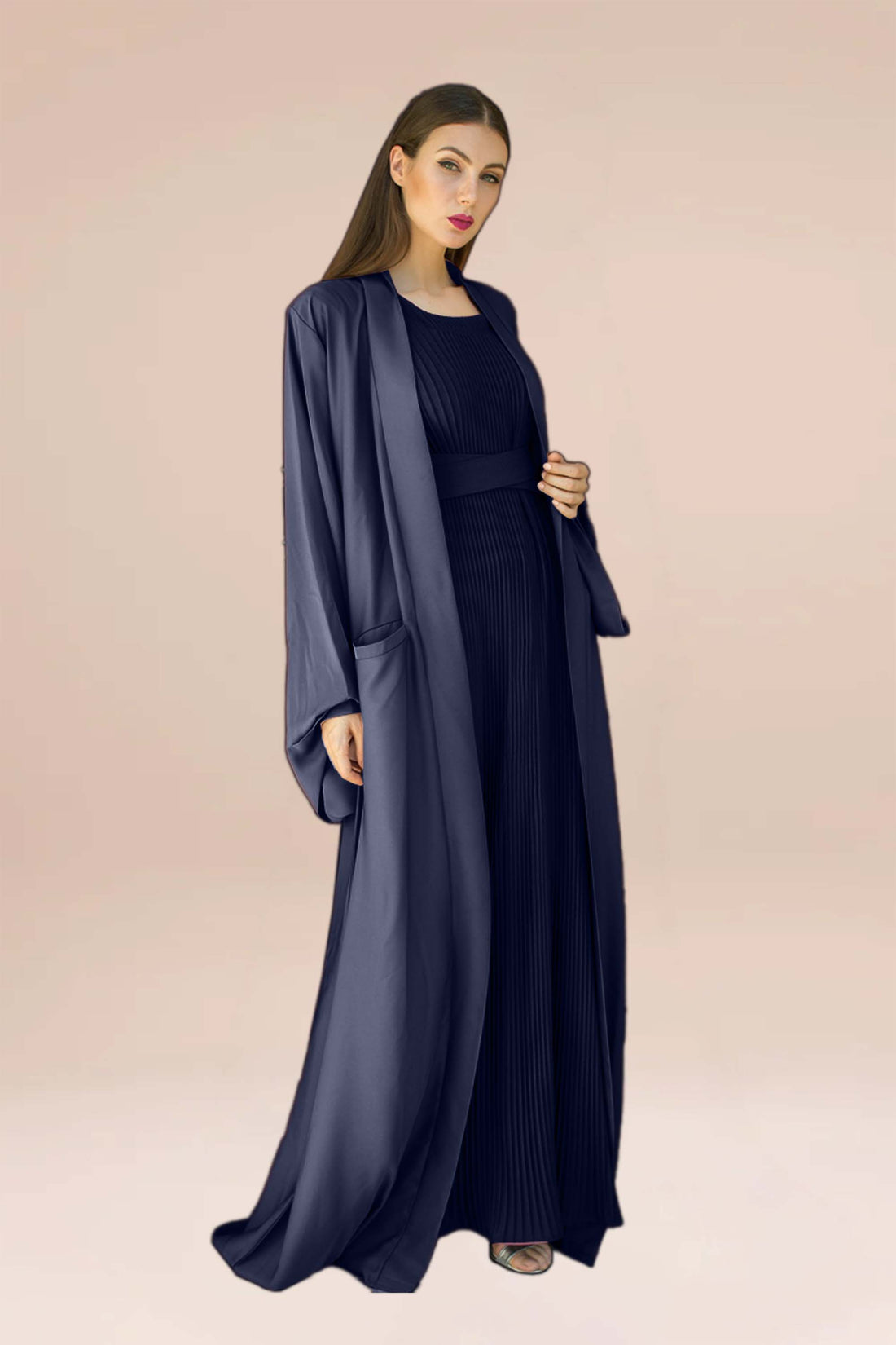 Two Piece set-Open abaya with inner dress