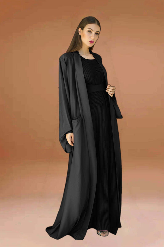 Open abaya with inner dress-2P28